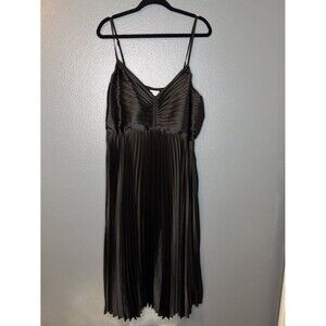 Ava & Viv Black Pleated Midi Party Fancy Sophisticated Slip Dress Size 1x